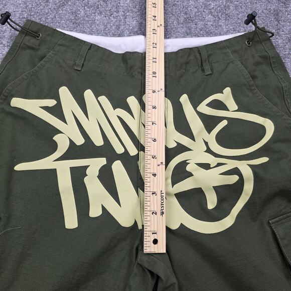 Minus Two Pants Mens Medium Green Cargo Graffiti Streetwear Utility Skate Y2K - Picture 5 of 16